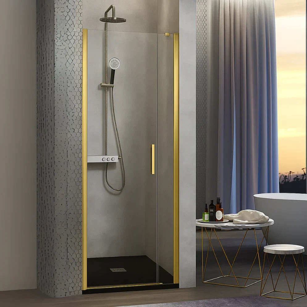 Mampara de Ducha NARDI NA502 Kassandra | 1 Puerta Abatible + 1 Fijo | Sin Perfil | Walk- | Easy Clean | 195 cm Plata