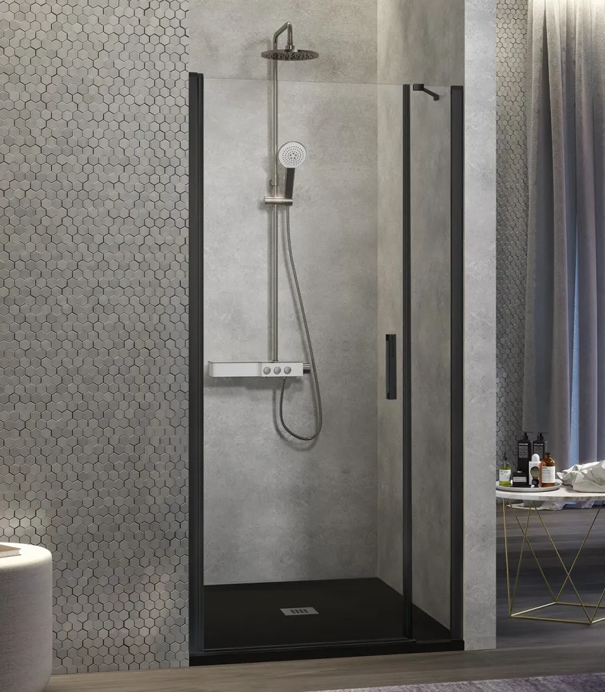 Mampara de Ducha NARDI NA502 Kassandra | 1 Puerta Abatible + 1 Fijo | Sin Perfil | Walk- | Easy Clean | 195 cm Plata