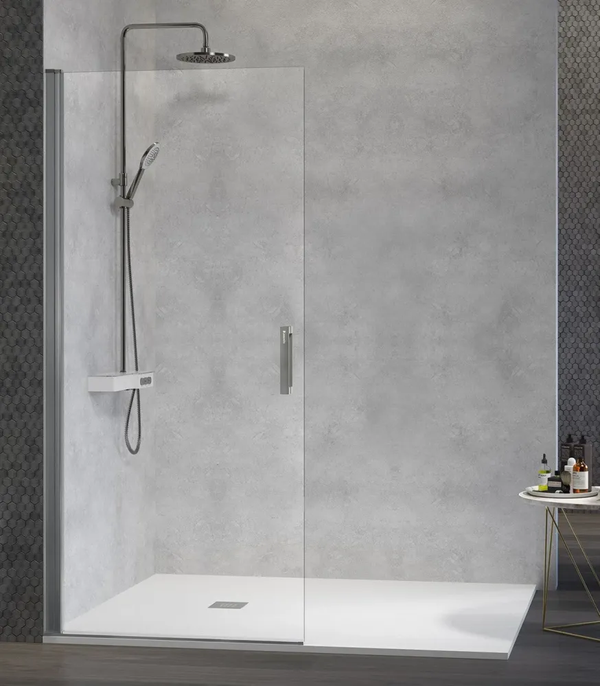 Mampara de Ducha NARDI NA520 Compacta | Para Espacios Reducidos 55-76.5 Cm | Altura 195 Cm Plata KASSANDRA
