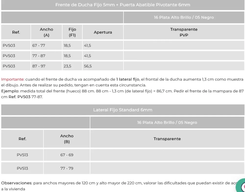 Mampara de Ducha PIVOT | 1 Fijo + 1 Abatible Pivotante | Guí Inferior | Estanqueidad Total | 200 cm Plata KASSANDRA