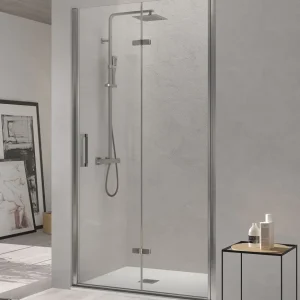 Mampara de 2 Hojas Plegables NARDI NA300 Kassandra | Sin Perfiles | Easy Clean | 195 Cm Plata