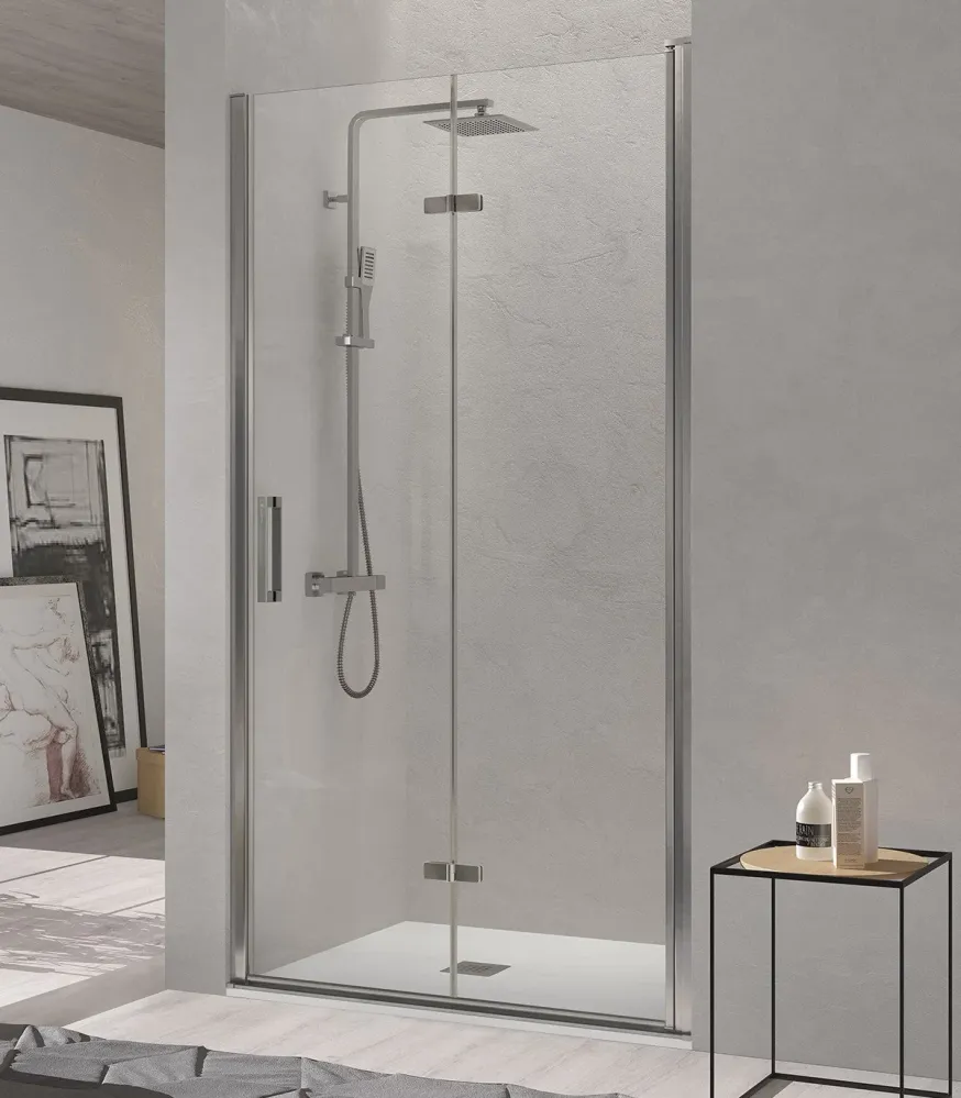Mampara de 2 Hojas Plegables NARDI NA300 Kassandra | Sin Perfiles | Easy Clean | 195 Cm Plata