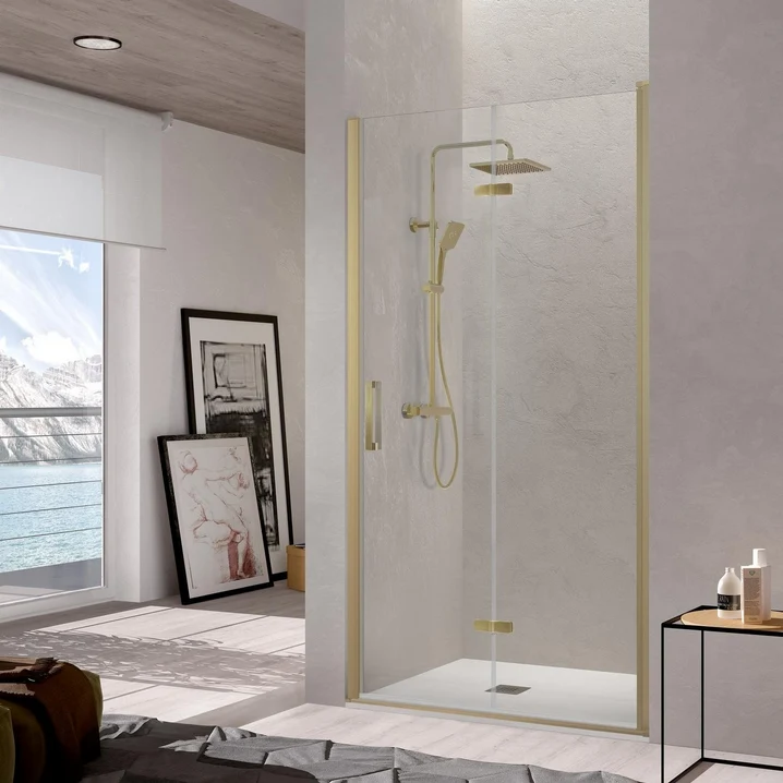 Mampara de 2 Hojas Plegables NARDI NA300 Kassandra | Sin Perfiles | Easy Clean | 195 Cm Plata