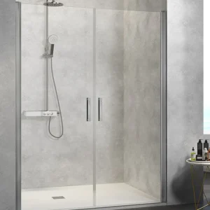 Mampara NARDI NA501 Kassandra | 2 Puertas Abatibles | Entrada Extra Ancha | Sin Perfil | Easy Clean | 195 Cm Plata