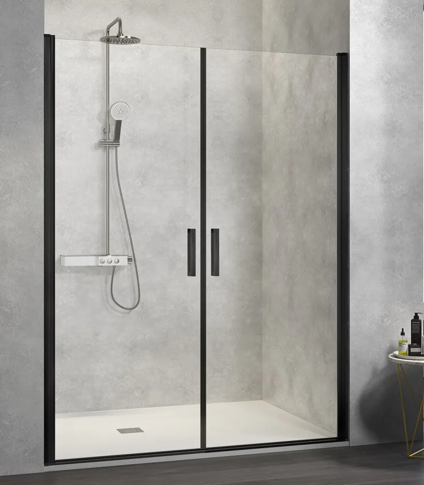Mampara NARDI NA501 Kassandra | 2 Puertas Abatibles | Entrada Extra Ancha | Sin Perfil | Easy Clean | 195 Cm Plata