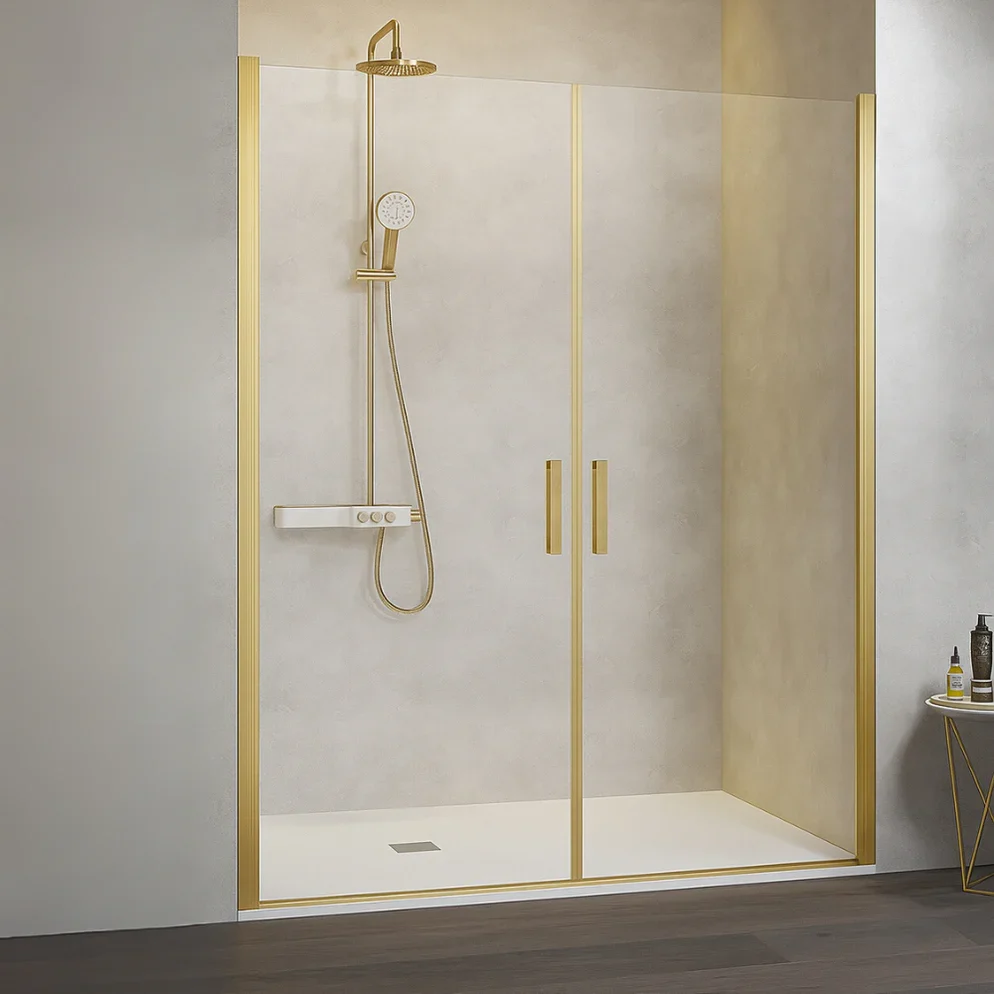 Mampara NARDI NA501 Kassandra | 2 Puertas Abatibles | Entrada Extra Ancha | Sin Perfil | Easy Clean | 195 Cm Plata