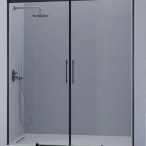 Mampara URBAN UR100 de Kassandra | Frente de Ducha 2 Fijos + 2 Puertas Correderas | 200 cm Plata