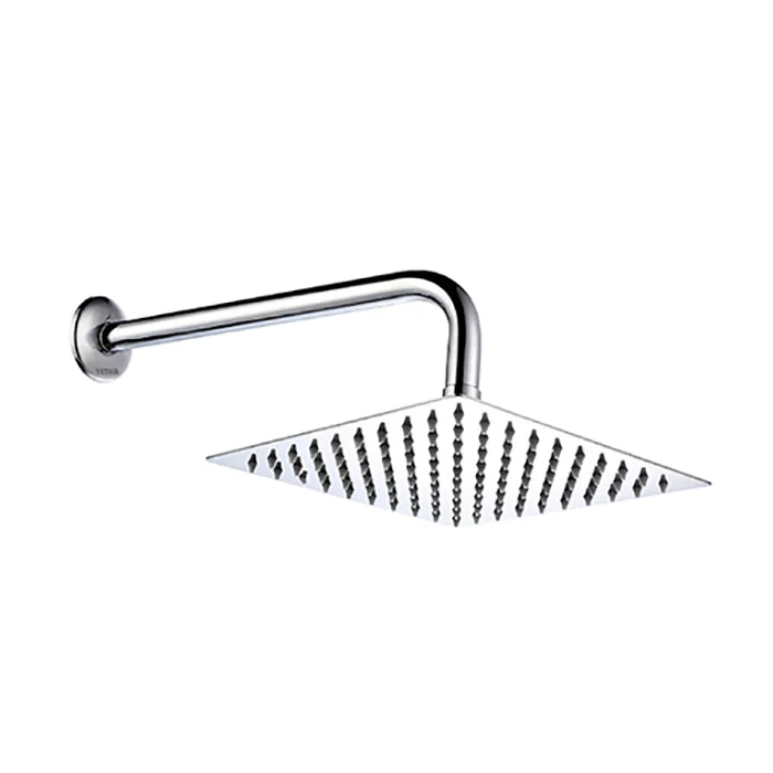 DUCHA ACERO INOX. CUADRADA 20CM HERAJES DE LATON, TUBO GRUESO 40CM KENNEDY STRUCTURES CORP.