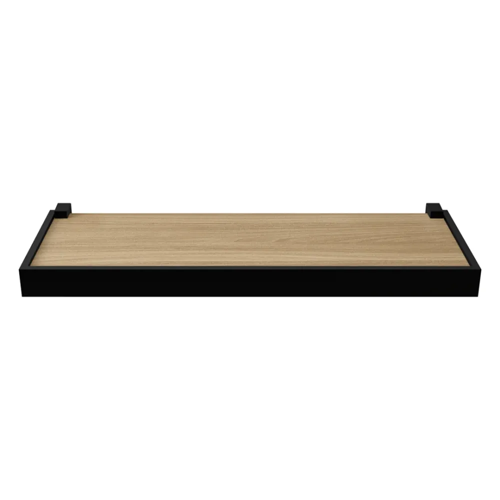 REPISA RECTA DUETTO 1,5X20X60CM ROBLE MIEL CON SOPORTE Y BORDA NEGRO KENNEDY STRUCTURES CORP.