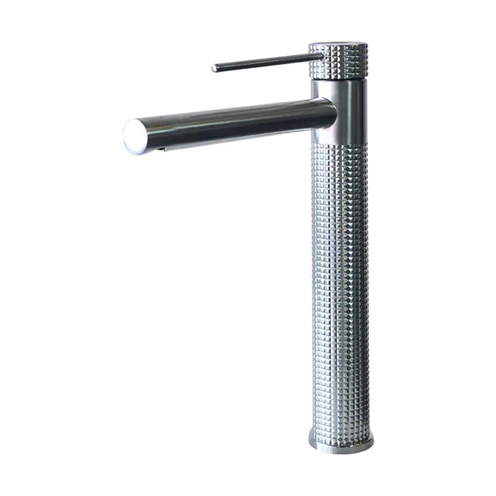 Grifo monomando alto para lavamanos Bahit en acero inoxidable satinado - Doble temperatura Kennedy Structures