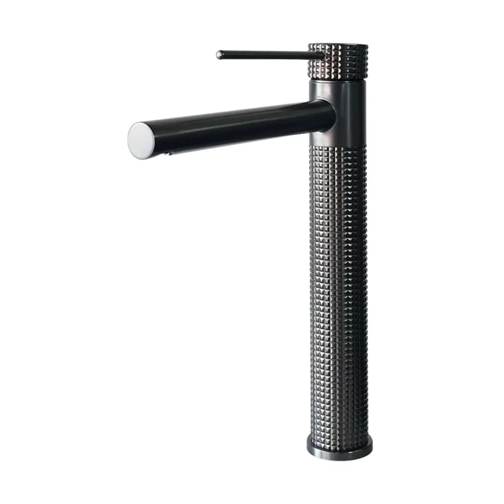 Grifo monomando alto para lavamanos Bahit en acero inoxidable gunmetal - Doble temperatura Kennedy Structures