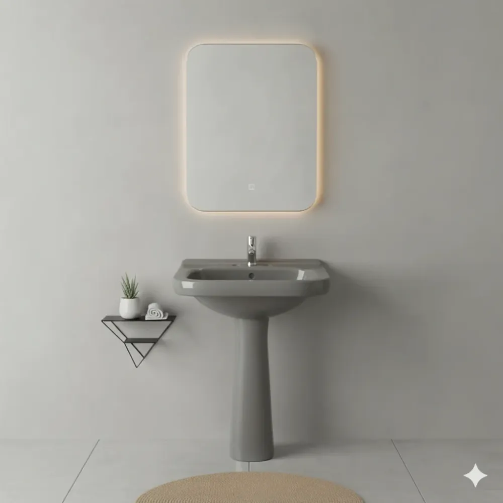 LAVABO Y PEDESTAL PREMIER GRIS COMERCIALTANQUE KISSON PREMIER BLANCO (COMERCIAL KT)