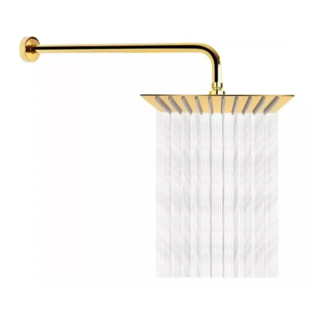 Regadera Dorada UltraPlana Lujo 20 cm con tubo KIT