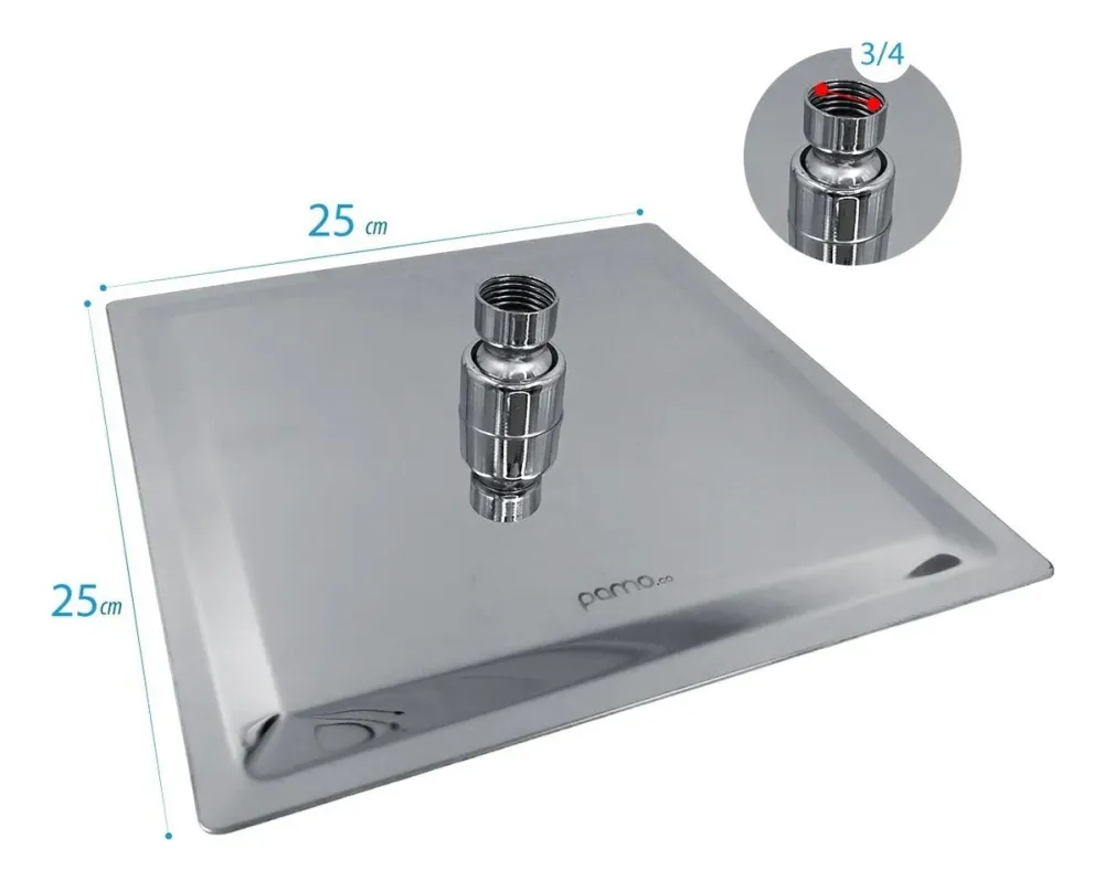 Regadera Ducha Metalica Cuadrada 25 Cms-cromo Incluye Tubo KIT