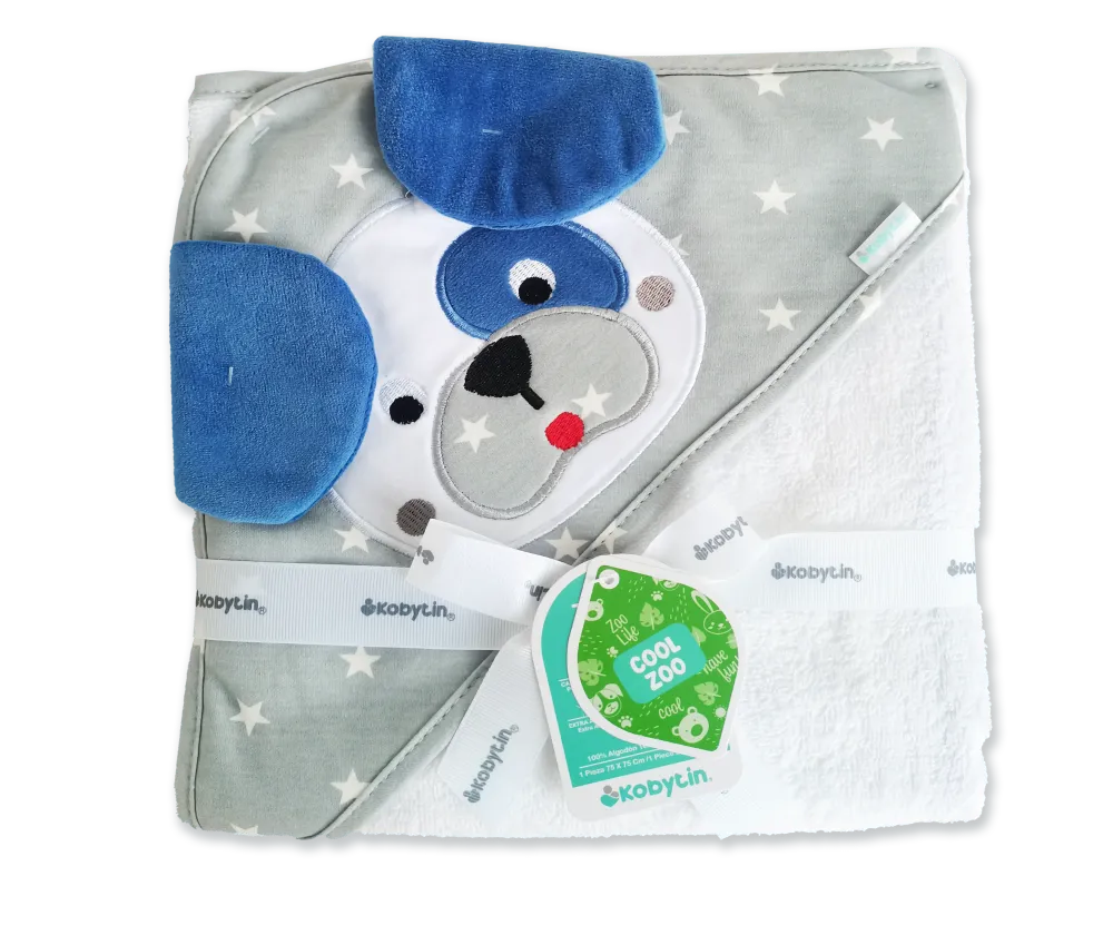 KOBYTIN TOALLA CON CAPUCHA PERRO AZUL