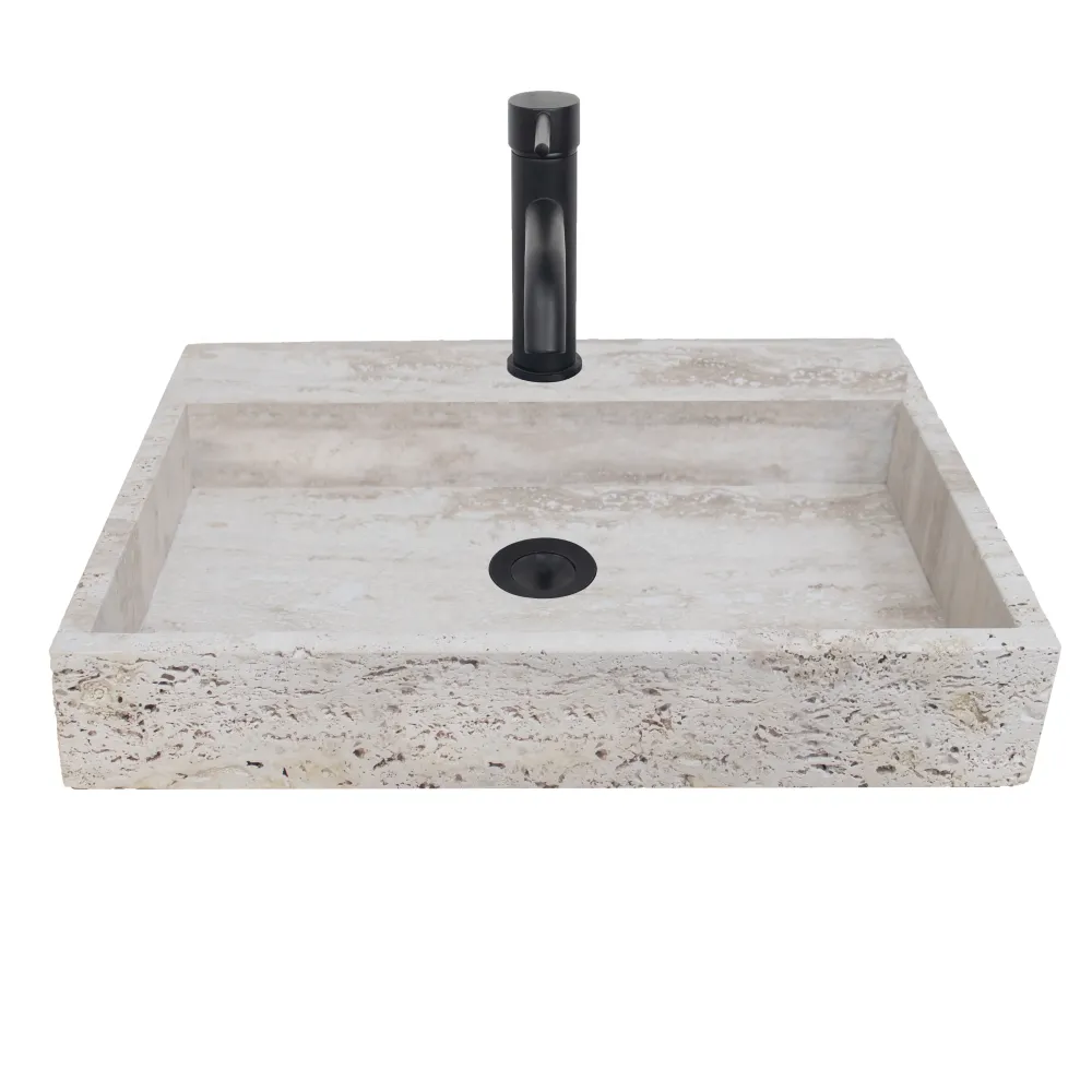 Lavabo - George - Con Orificio Para Griferí - Travertino Blanco