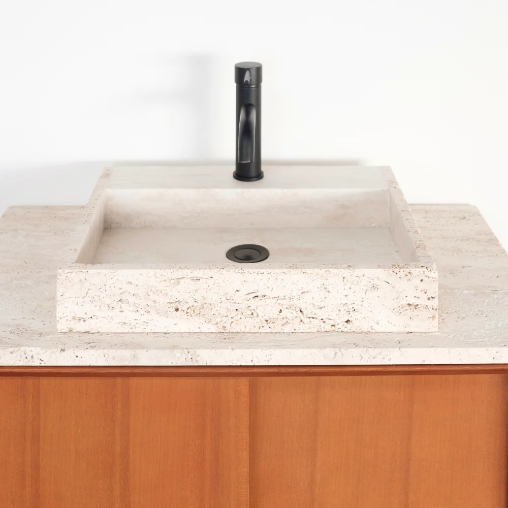 Lavabo - George - Con Orificio Para Griferí - Travertino Blanco