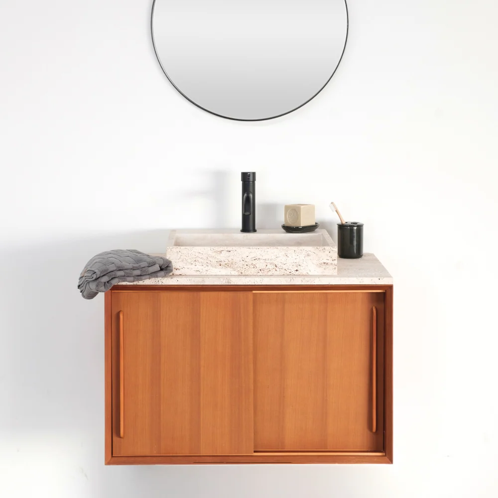 Lavabo - George - Con Orificio Para Griferí - Travertino Blanco