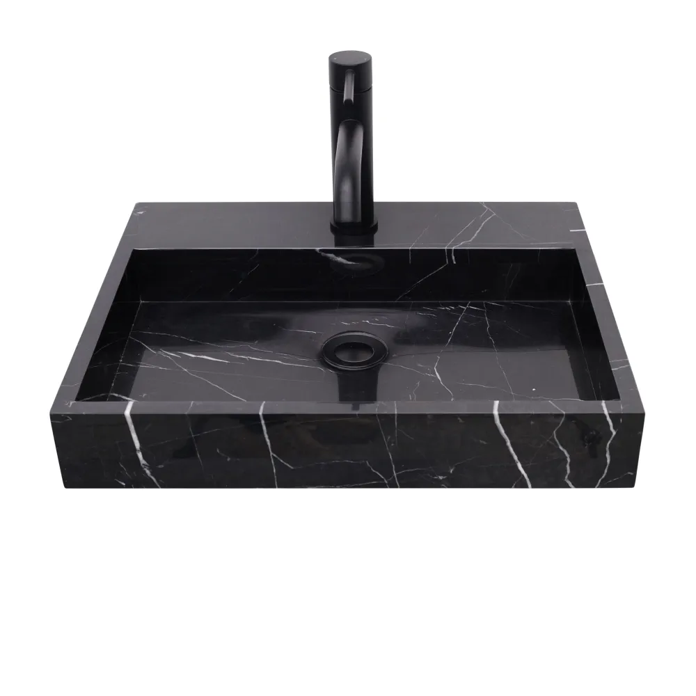 Lavabo George de mármol negro - Con orificio para grifo