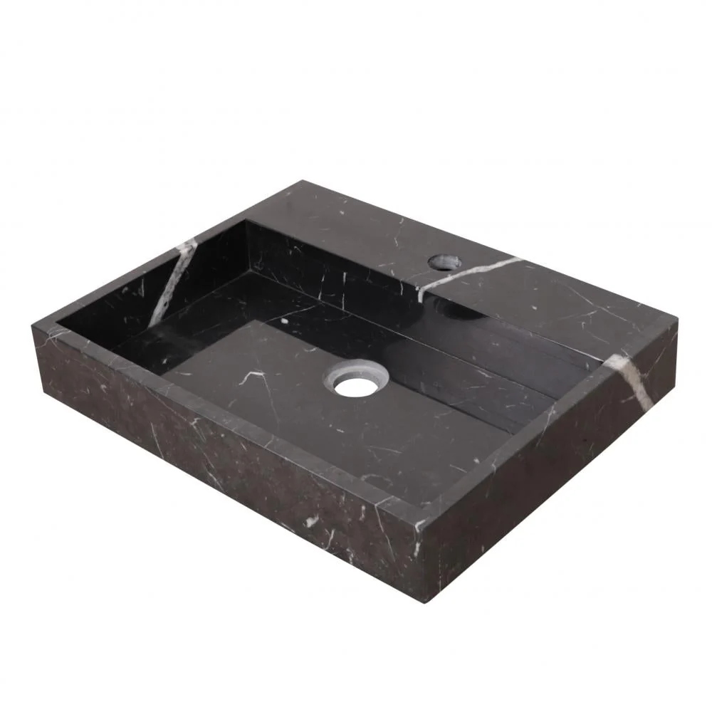 Lavabo George de mármol negro - Con orificio para grifo