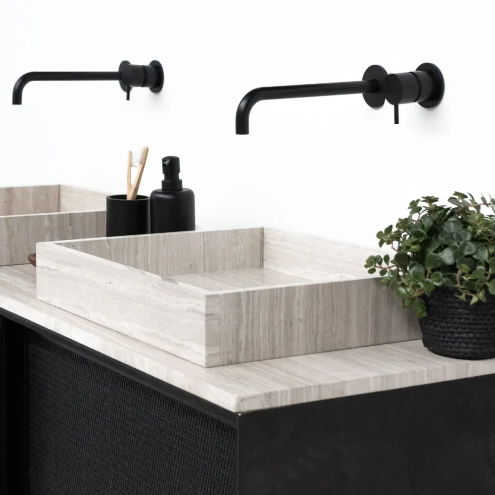 Lavabo de mármol - Beige - George - Con placa base