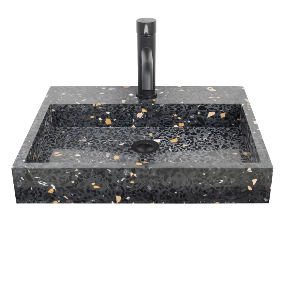 Lavabo de Mármol George con Orificio para Griferí - Terrazo Negro