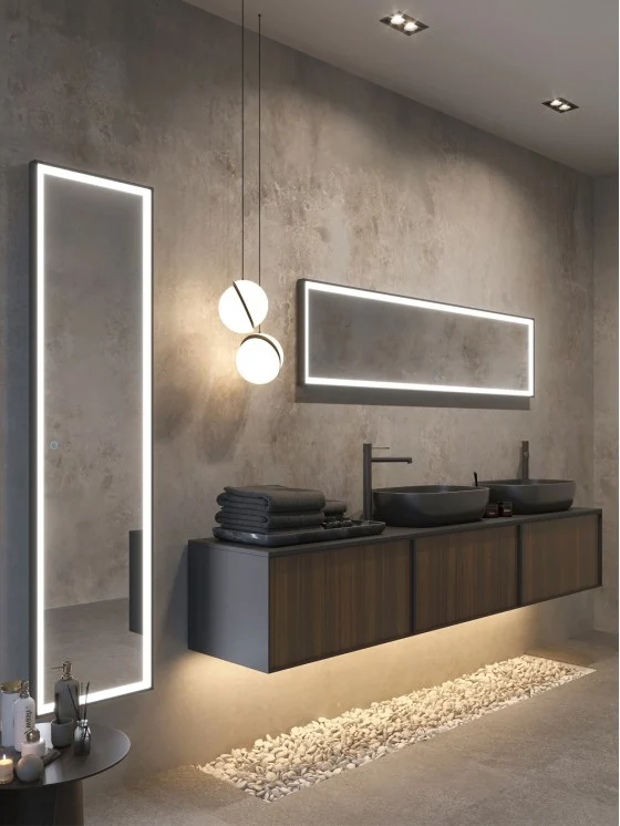 Espejo de baño Led Cuadrado NEW YORK de Ledimex. 40x160 cm