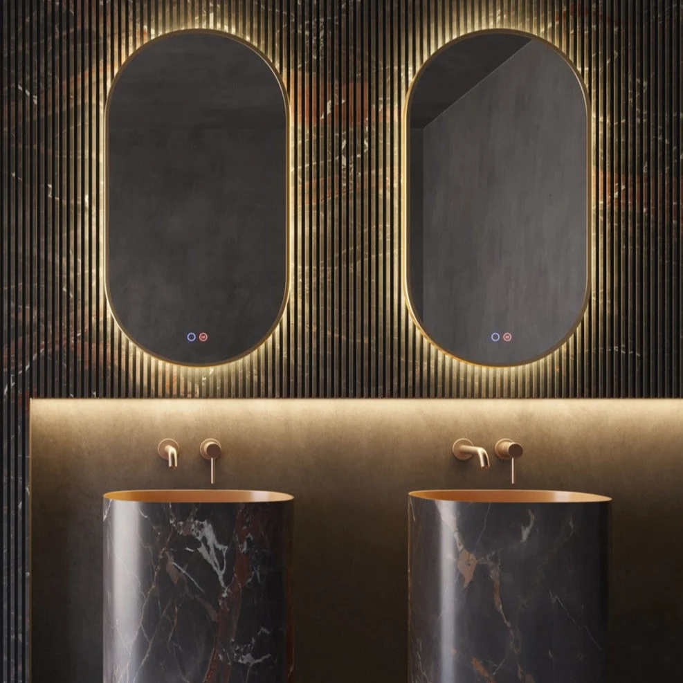 Espejo de baño Led Eliptico TOKYO de Ledimex. 50 x 90 cm Negro