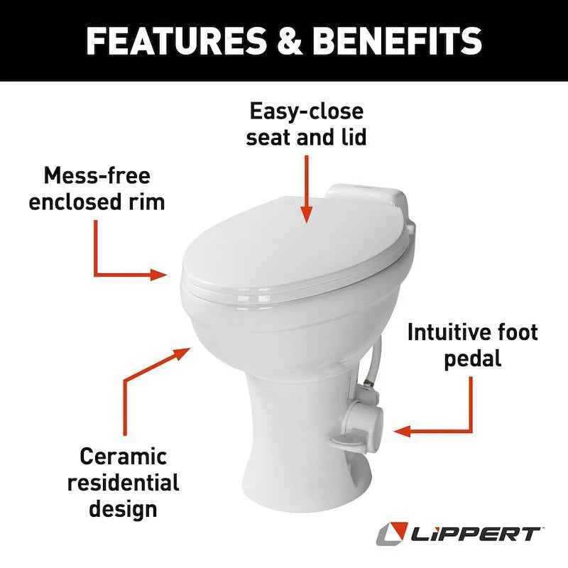 Inodoro para autocaravanas Lippert 2022113192 – Descarga permanente con pedal Flow Max – Blanco Lippert Components