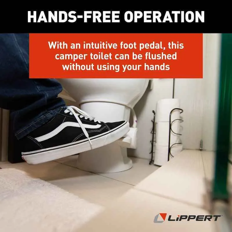 Inodoro para autocaravanas Lippert 2022113192 – Descarga permanente con pedal Flow Max – Blanco Lippert Components