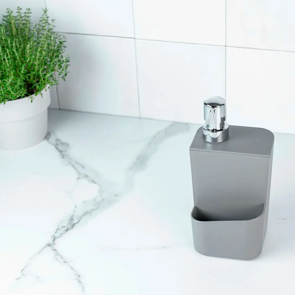 Dispensador con dosificador para detergente 650 ml color plomo. Madehome