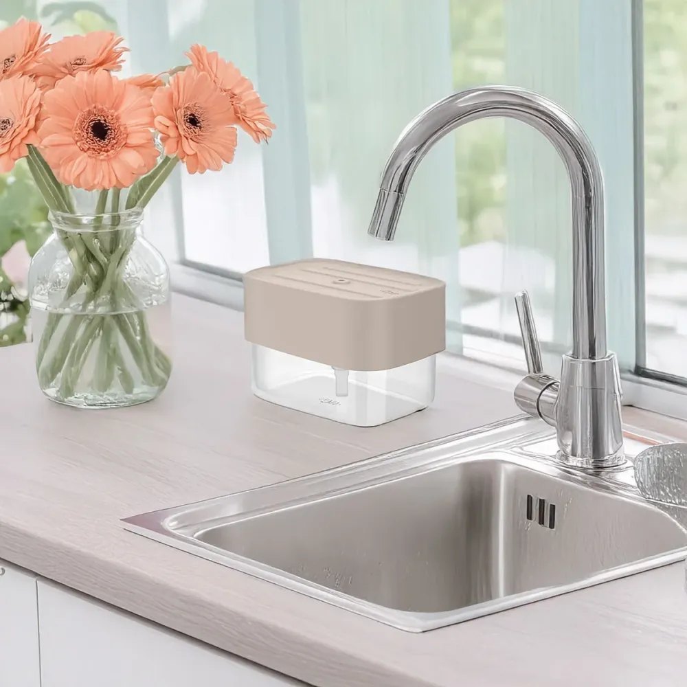 Dispensador para detergente y esponja trium color beige Madehome