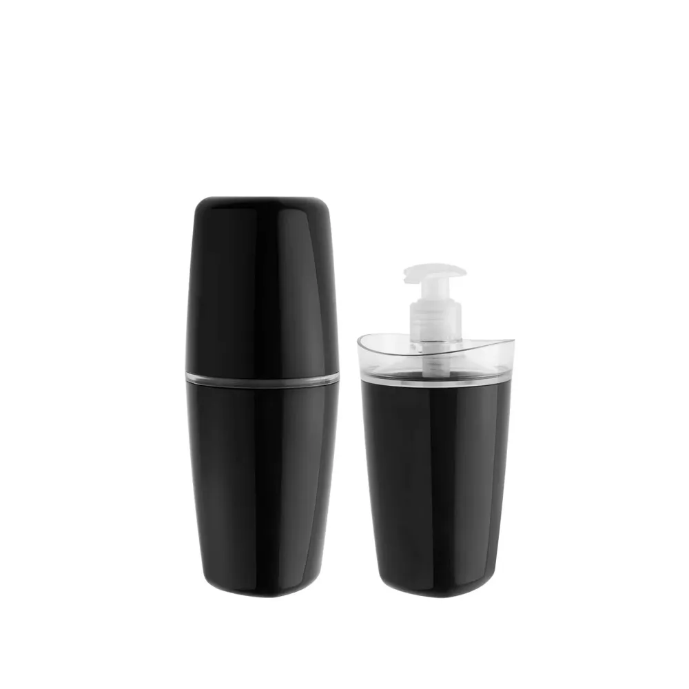 Kit accesorios para baño color negro: portacepillos y jabonera liquido Madehome