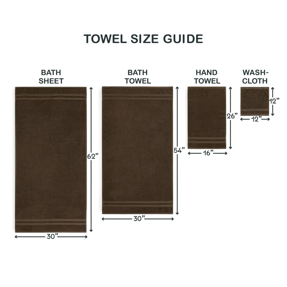 2 PZA Toalla de Baño Sólida 30" x 54" Marron Mainstays