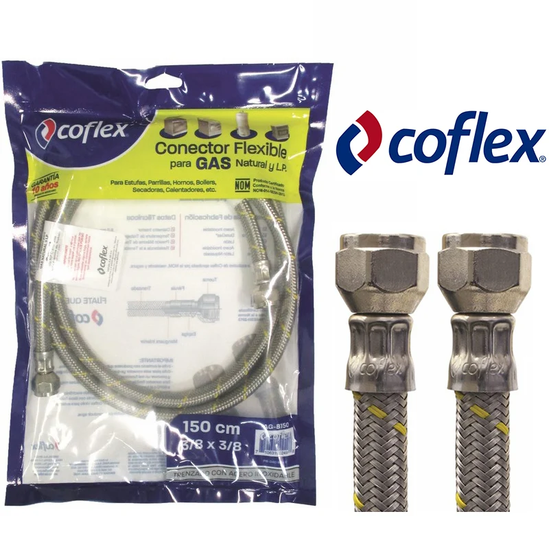 TUBO ABASTO "COFLEX" (6) GAS 1.5MTS 3/8"FLAREX3/8" FLARE MAYOREO FERRETERO S,A