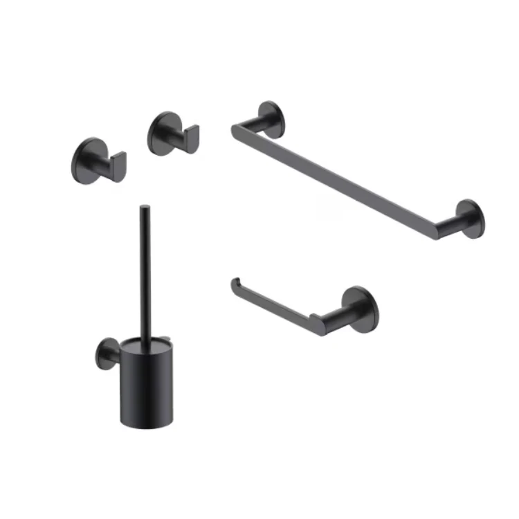 Conjunto de accesorios de baño PRACTIC Medimex – Toallero, Portarrollos, Perchas y Escobillero | 6 Acabados Negro
