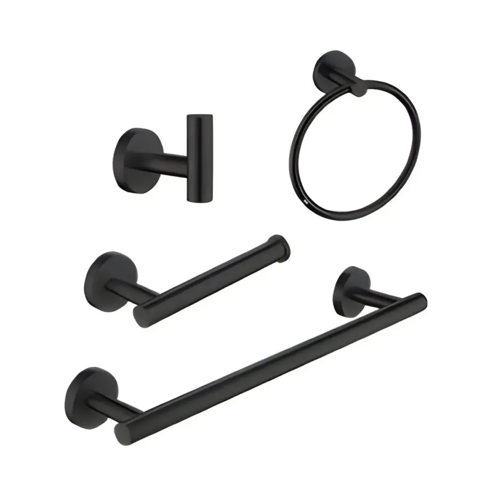 Juego Accesorios Baño 4 Piezas Meer Negro Mate