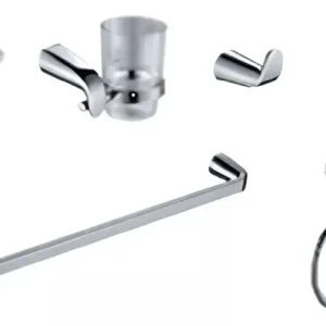 Juego Accesorios Baño 6 Pzs Meer Color Plateado Satinado