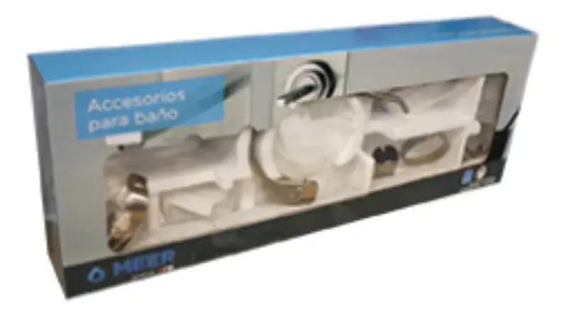 Juego Accesorios Baño 6 Pzs Meer Color Plateado Satinado