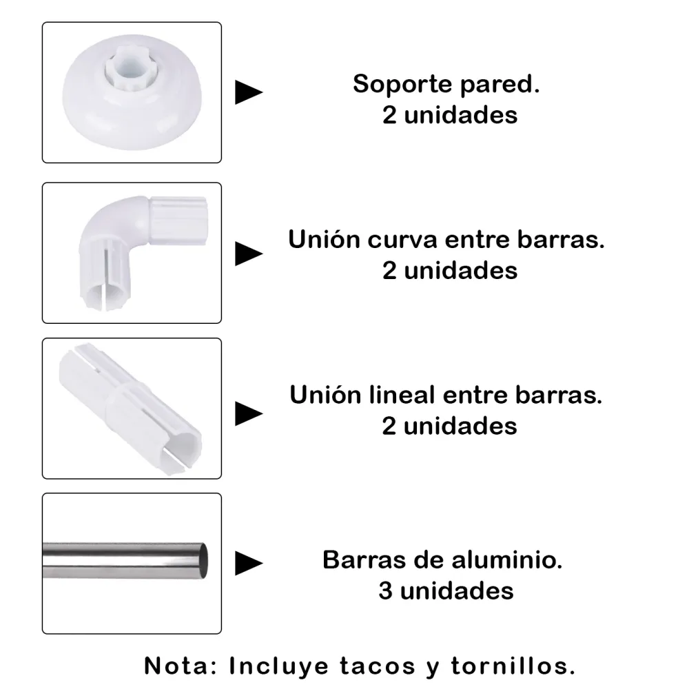 Barra de cortina de Ducha - Modelo L+U, Plata MERCURY HOME
