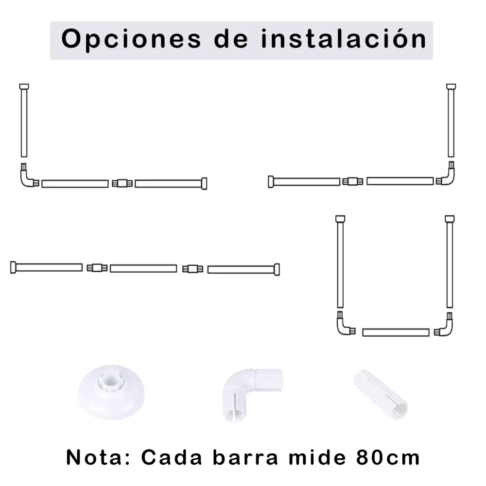Barra de cortina de Ducha - Modelo L+U, Plata MERCURY HOME