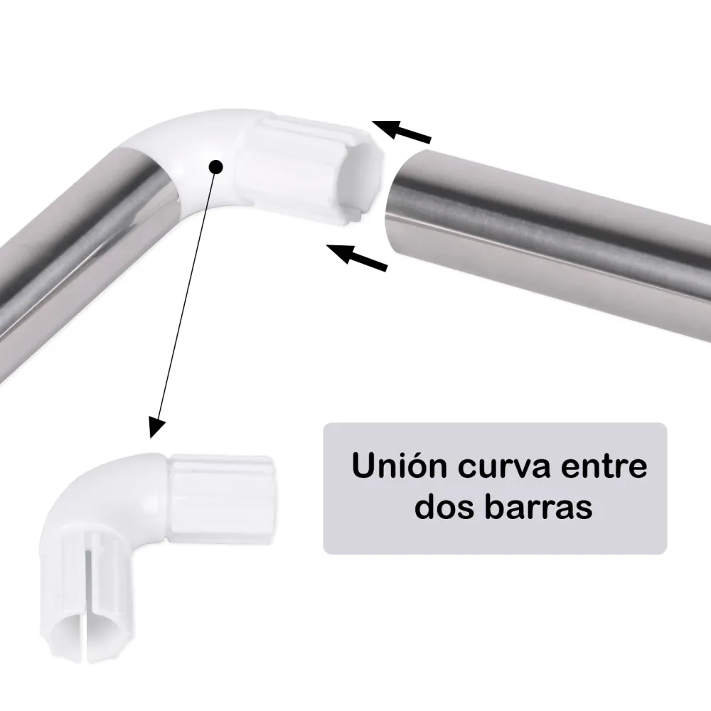 Barra de cortina de Ducha - Modelo L, Plata MERCURY HOME
