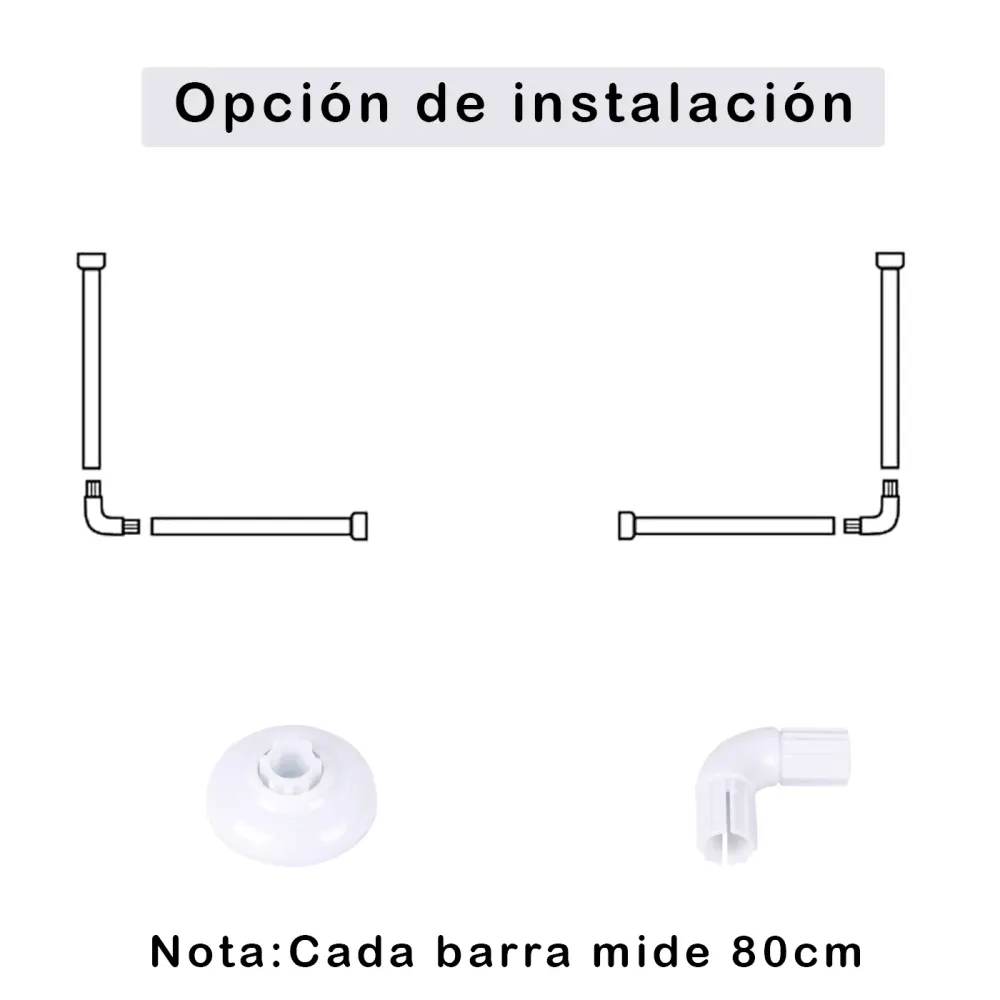 Barra de cortina de Ducha - Modelo L, Plata MERCURY HOME