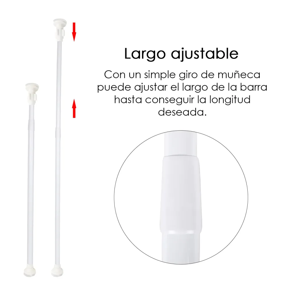 Barra extensible para ropero y cortina de ducha - 110 200 cm Blanco MERCURY HOME