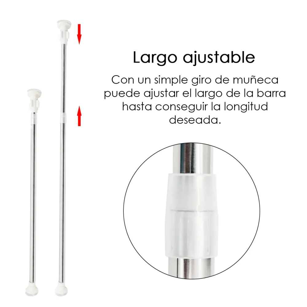 Barra extensible para ropero y cortina de ducha - 110 200 cm Plata MERCURY HOME
