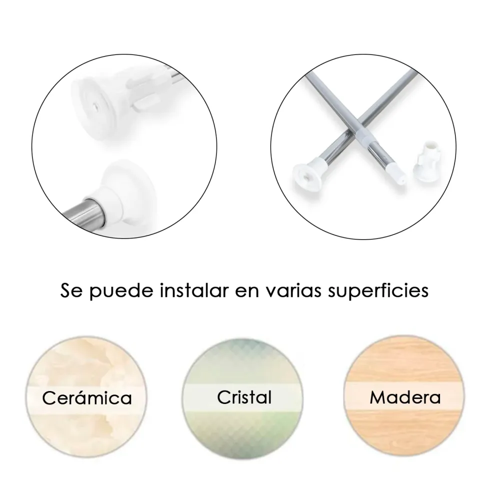 Barra extensible para ropero y cortina de ducha - 70 120 cm Plata MERCURY HOME