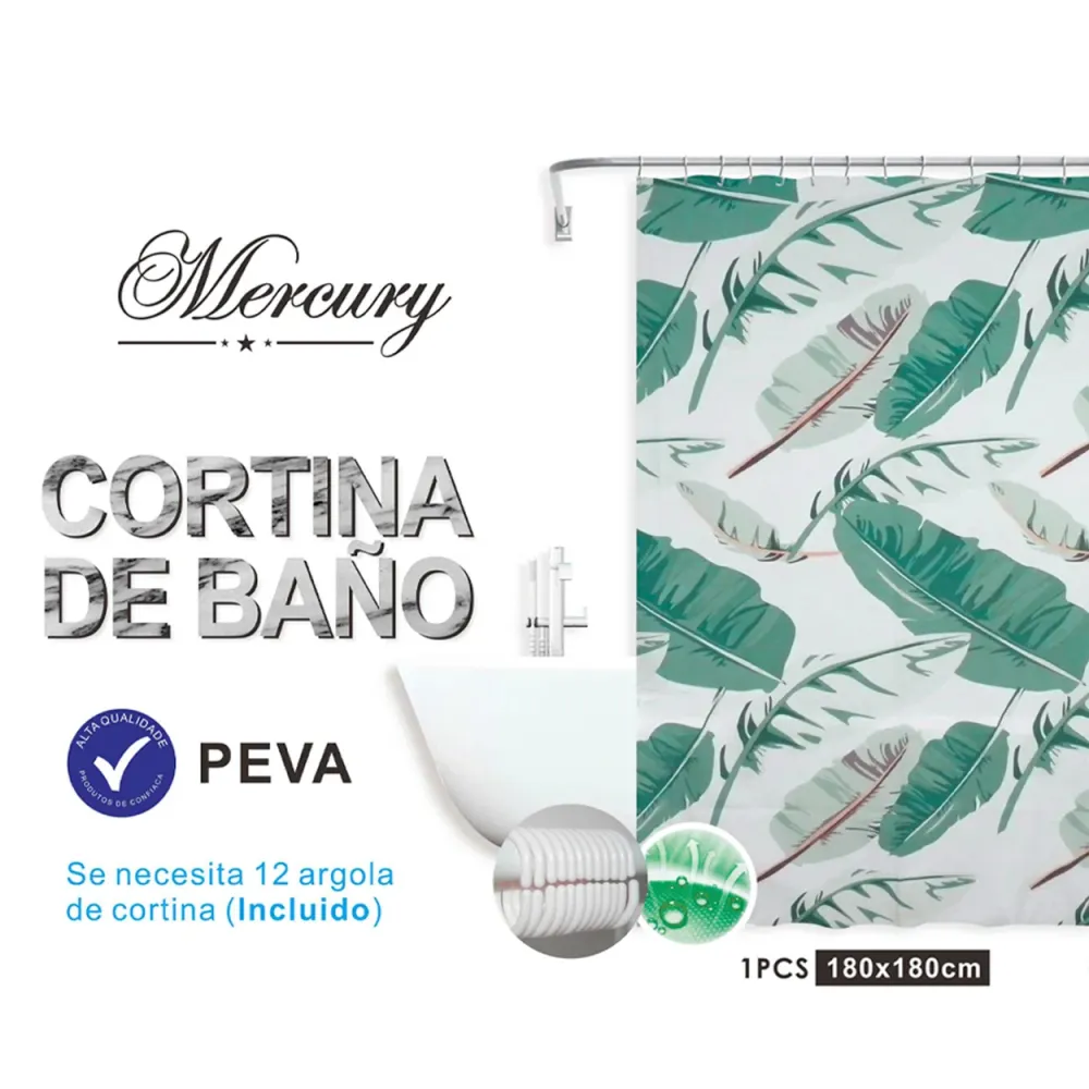 Cortina de baño impermeable de diseño moderno - Hojas MERCURY HOME