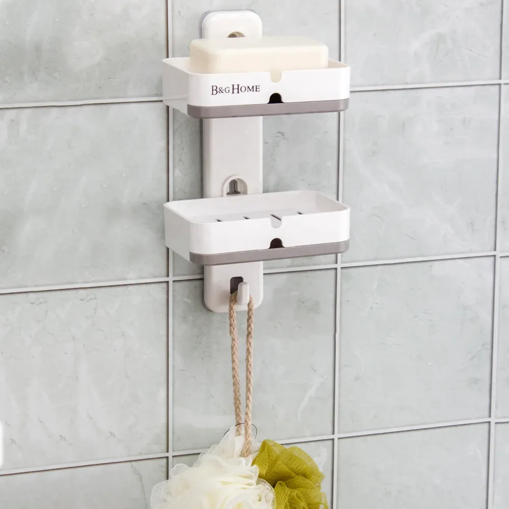Jabonera con Ventosa Doble de Baño con Escurridor Extraíble MERCURY HOME