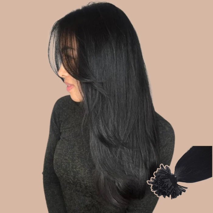 100 Extensiones de Queratina Rígida Negra Migration 3d
