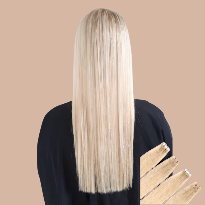 Extensiones adhesivas rectas rubio platino Migration 3d